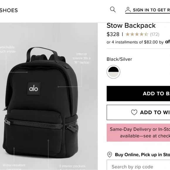 ALO Stow Black Backpack NWT and super soft ALO Stow Black Backpack NWT and super soft main image 3